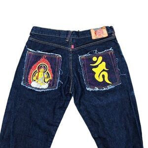 Red Monkey Company Embroidered Jeans Size 38 'Fire Temple'